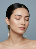 Minimal Gold Threader Earrings for Women | Asymmetric Pearl Drop Chain Earrings