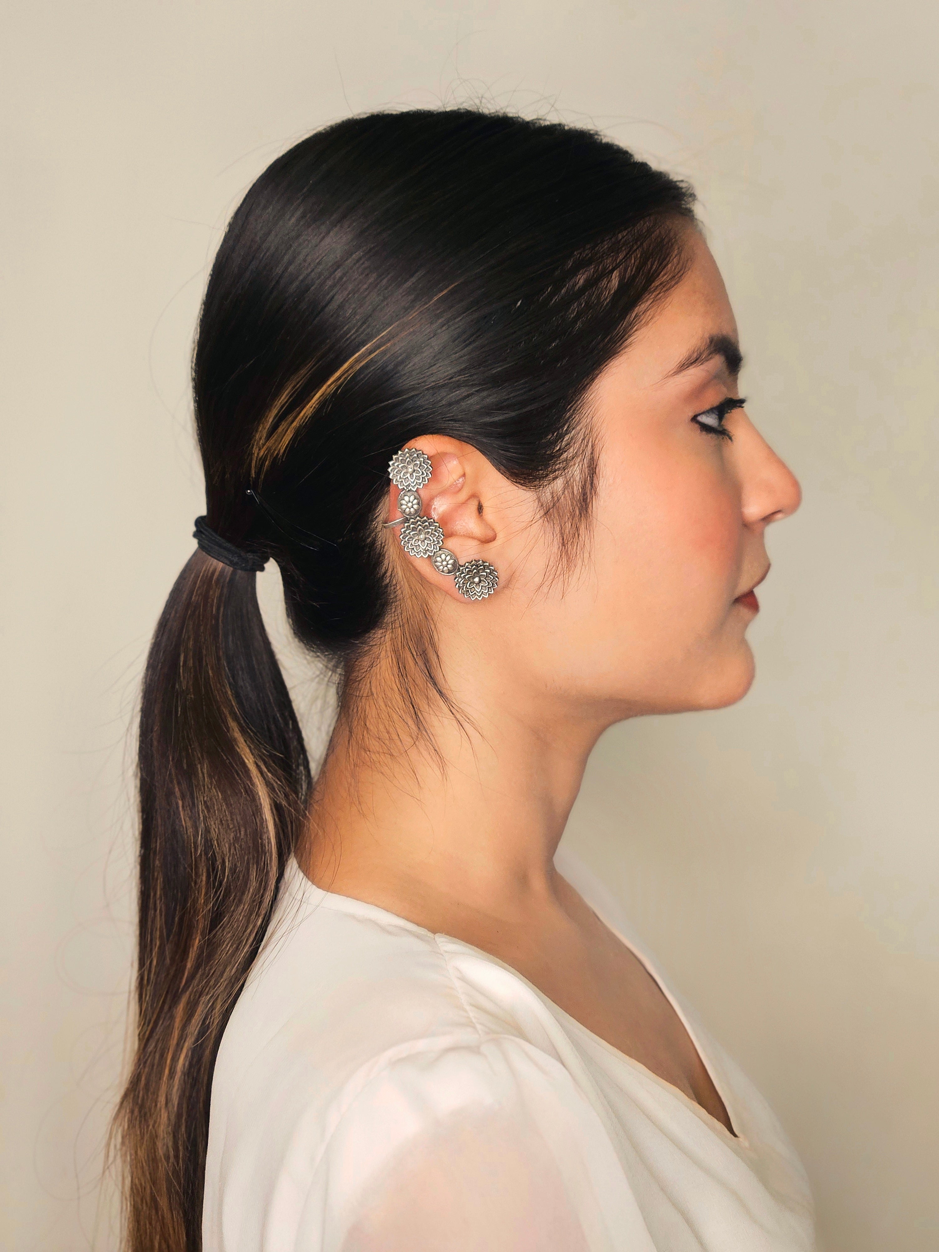 Sukrati German Silver Oxidised Earring