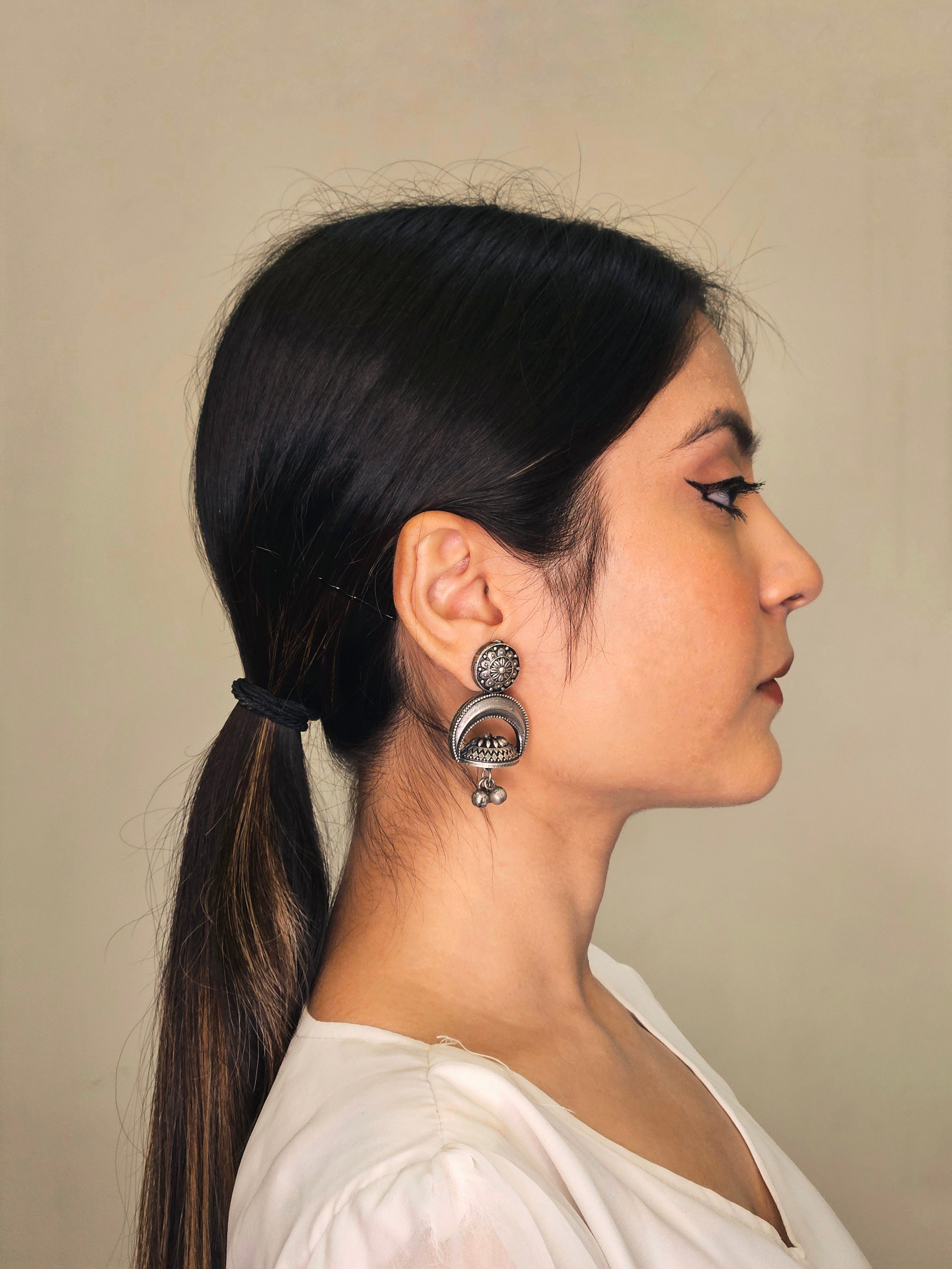 Alekhya German Silver Oxidised Earring