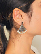 Swasti German silver Oxidised Earring