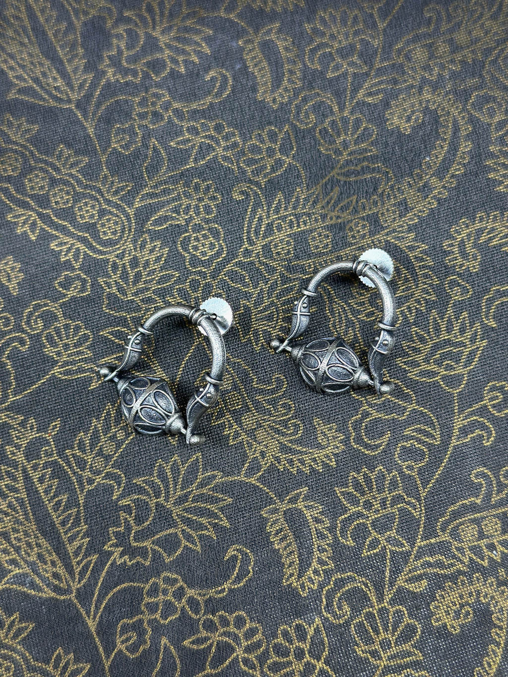 Abha German Silver Oxidised Earring