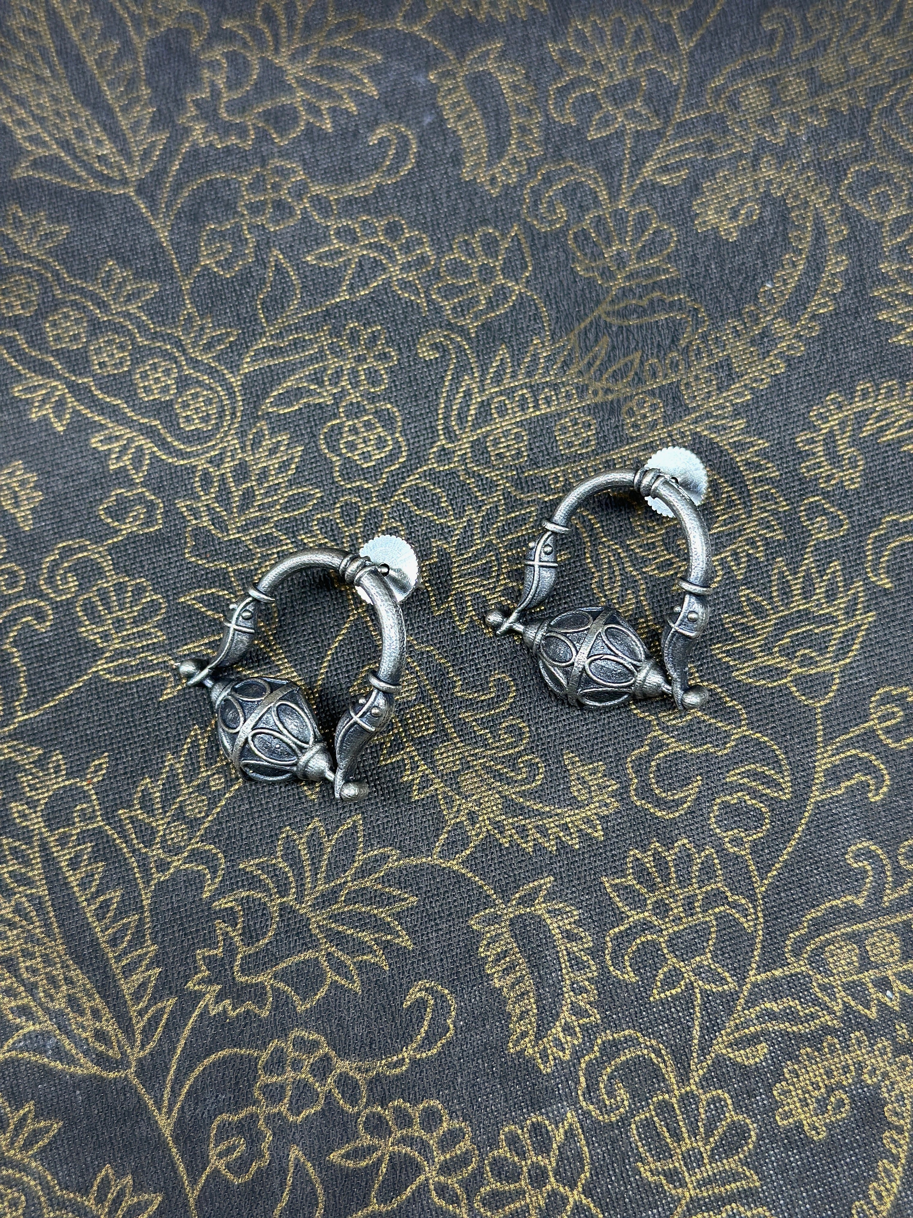 Abha German Silver Oxidised Earring