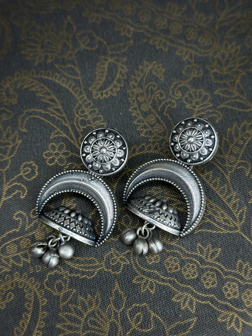 Alekhya German Silver Oxidised Earring