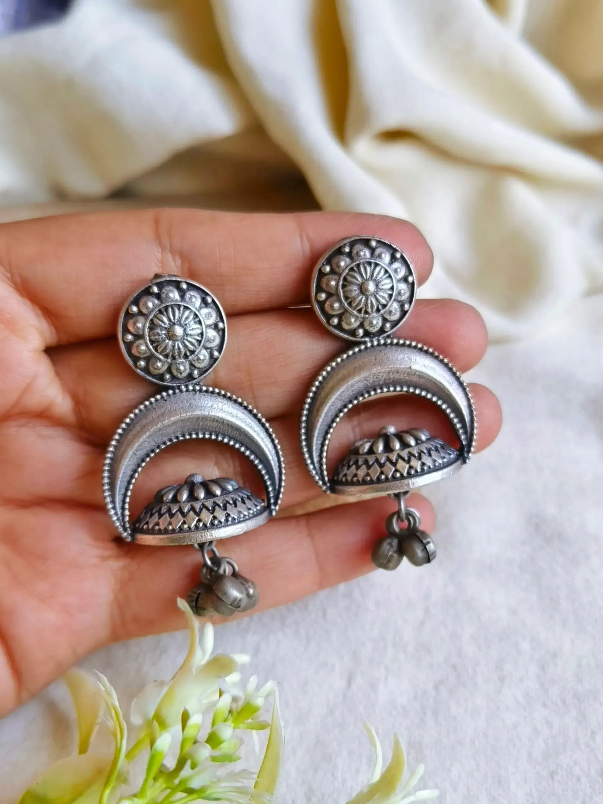 Alekhya German Silver Oxidised Earring