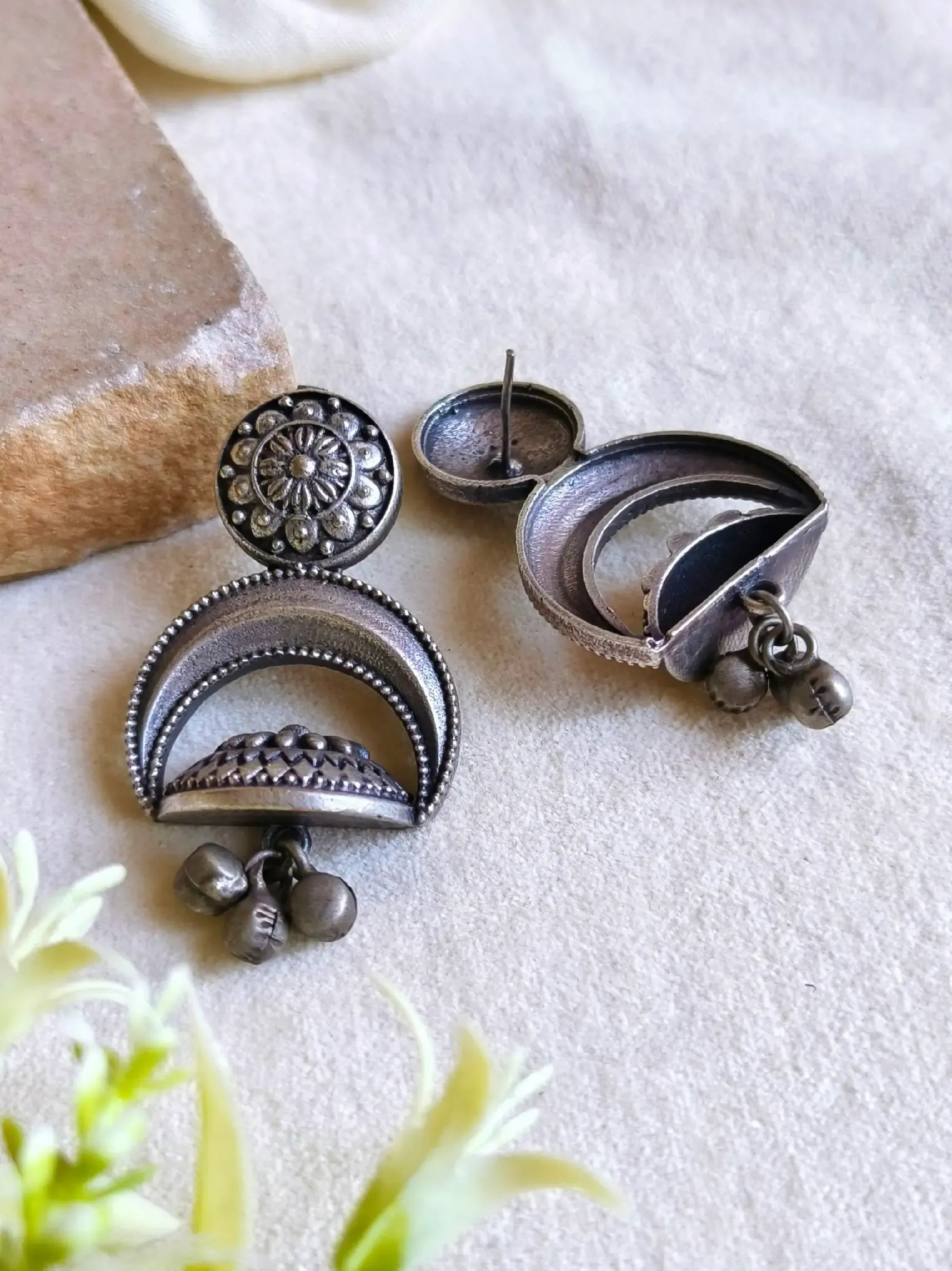 Alekhya German Silver Oxidised Earring