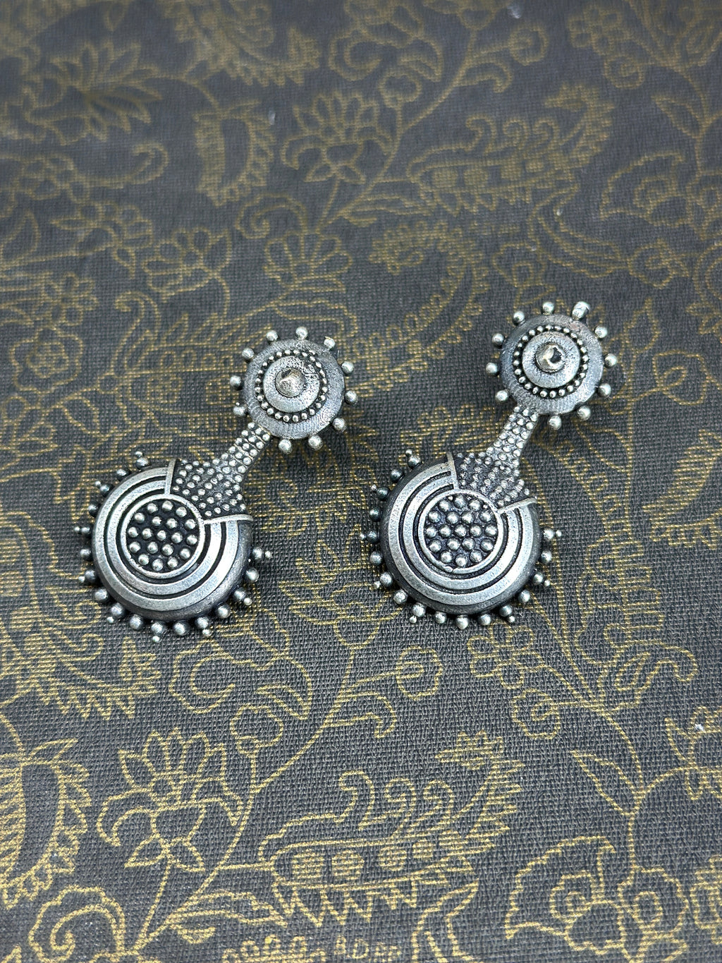 Arya German Silver Oxidised Earring