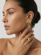 Dragonfly Jewelry Combo Set for Women – Gold Plated Ring, Earrings & Clip | Nature-Inspired Statement Jewellery