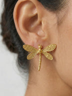 Dragonfly Jewelry Combo Set for Women – Gold Plated Ring, Earrings & Clip | Nature-Inspired Statement Jewellery