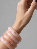 Blush Pink Resin Bangle Set (Set of 4) – Glossy Marble Finish Statement Stack Bracelets for Women