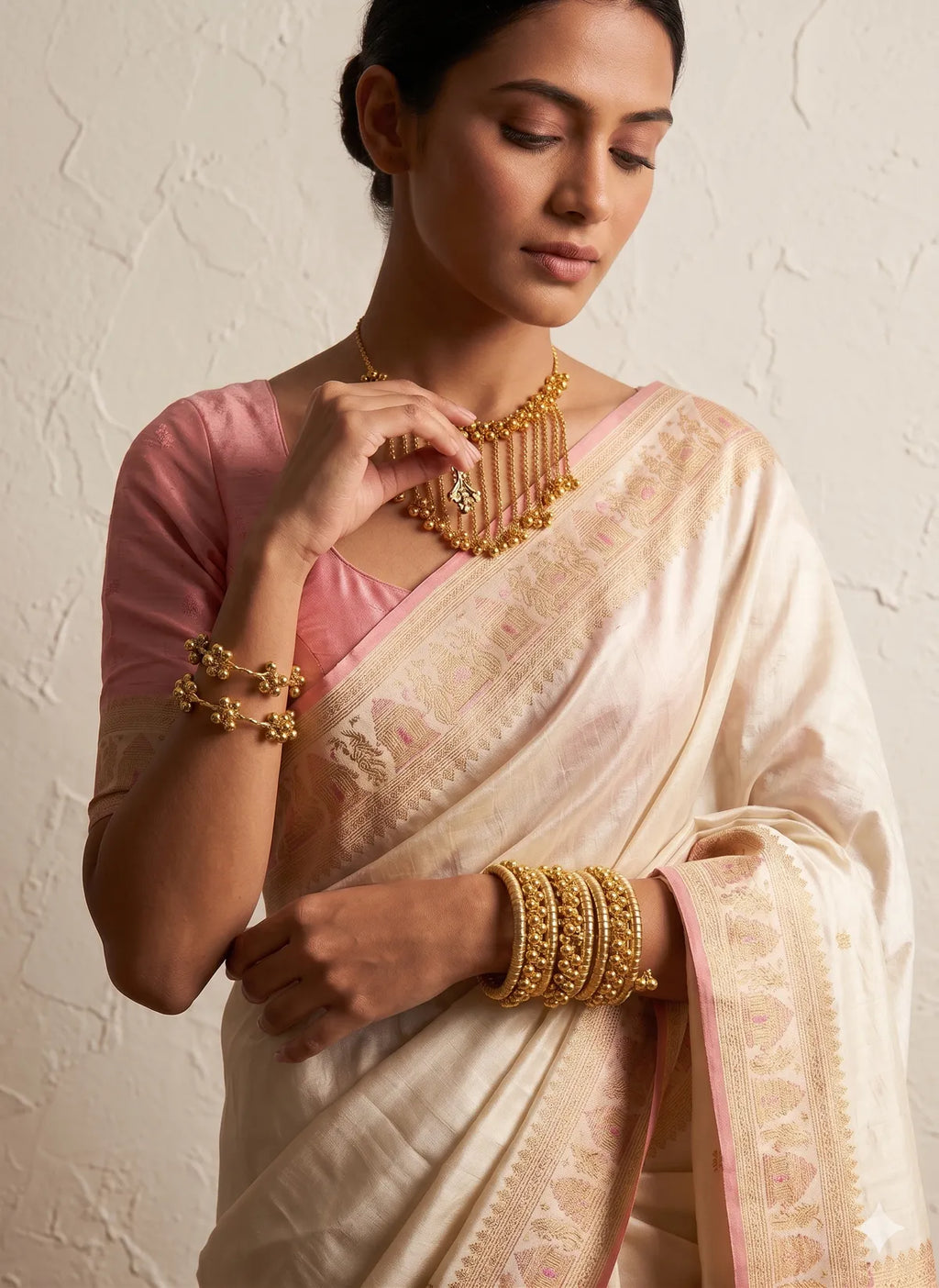 Celebration Luxe Gold Ghungroo Jewelry Set | 4 Bangles, Spiral Bracelet & Statement Necklace | 18K Gold-Plated Festive Wear