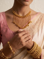 Celebration Luxe Gold Ghungroo Jewelry Set | 4 Bangles, Spiral Bracelet & Statement Necklace | 18K Gold-Plated Festive Wear