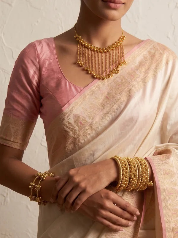Celebration Luxe Gold Ghungroo Jewelry Set | 4 Bangles, Spiral Bracelet & Statement Necklace | 18K Gold-Plated Festive Wear