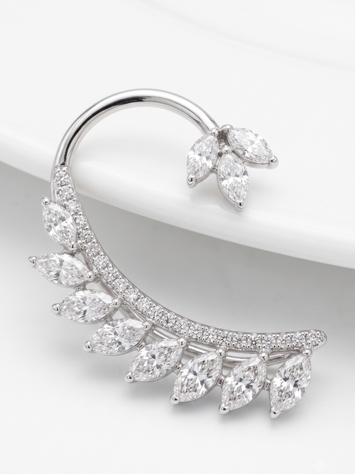 Luxury CZ Ear Cuff Earrings for Women | Statement Crystal Ear Climber Cuff | Premium Party Wear Diamond Look Earring