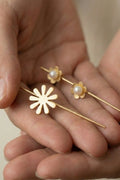 Combo of Elegant Pearl Cluster Floral Ear Cuff for Women | Gold-Plated Minimal Statement Ear Accessory