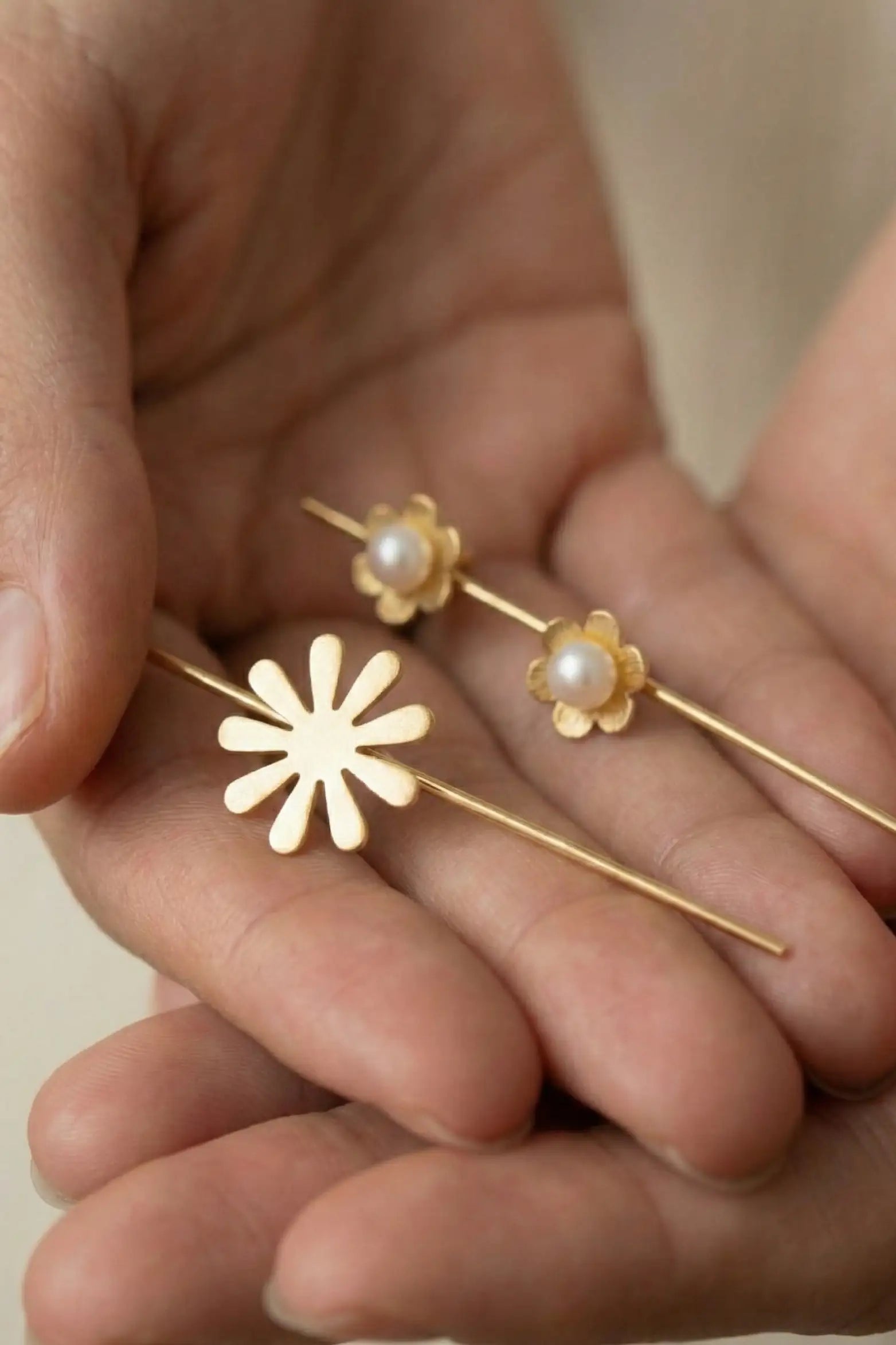 Combo of Elegant Pearl Cluster Floral Ear Cuff for Women | Gold-Plated Minimal Statement Ear Accessory