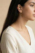 Combo of Elegant Pearl Cluster Floral Ear Cuff for Women | Gold-Plated Minimal Statement Ear Accessory