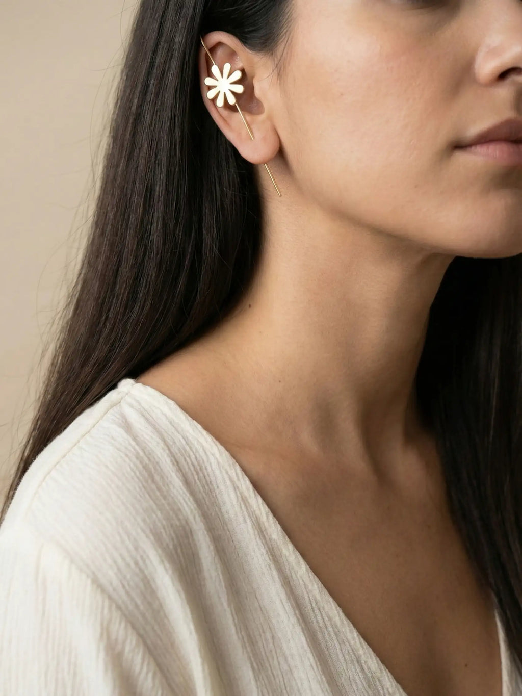 Combo of Elegant Pearl Cluster Floral Ear Cuff for Women | Gold-Plated Minimal Statement Ear Accessory