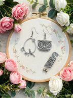Combo - oxidized Silver Animal & Bird Earring Combo Set for Women | Owl, Parrot & Bird Hoop Drop Earrings | Boho Tribal Statement Jewelry (Set of 3)