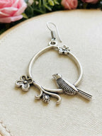Combo - oxidized Silver Animal & Bird Earring Combo Set for Women | Owl, Parrot & Bird Hoop Drop Earrings | Boho Tribal Statement Jewelry (Set of 3)