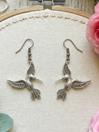 Combo - oxidized Silver Bird & Dragon Earring Combo Set for Women | Hummingbird Dangles, Dragon Round Drops & Floral Stud Earrings | Boho Tribal Jewelry (Set of 3)