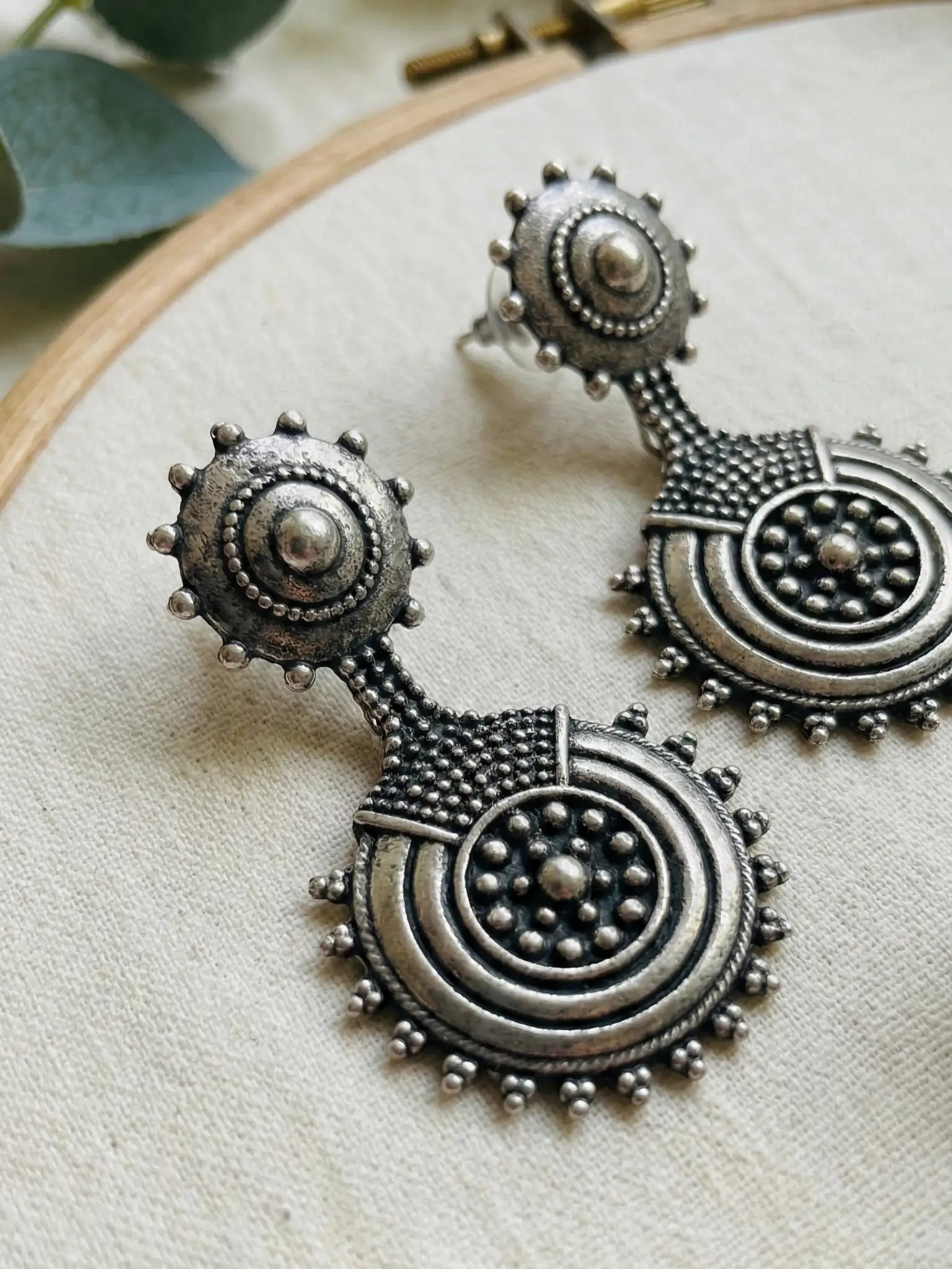 Combo - oxidized Silver Traditional Jhumka & Statement Earring Combo Set for Women | Tribal Boho Drop & Stud Earrings Collection (Set of 3)