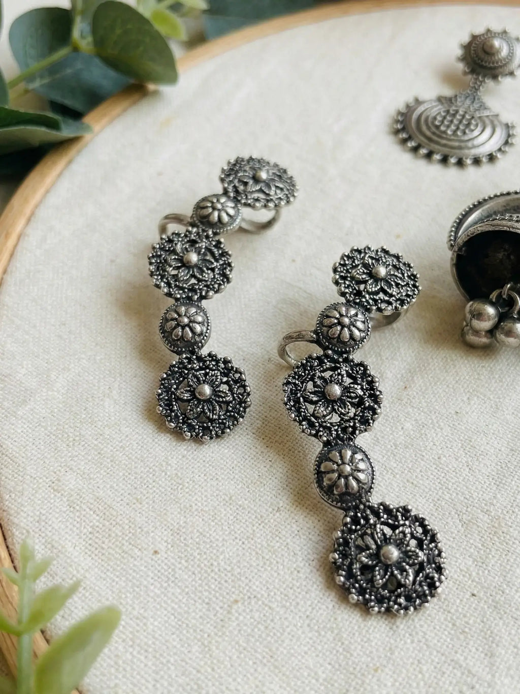 Combo - oxidized Silver Traditional Jhumka & Statement Earring Combo Set for Women | Tribal Boho Drop & Stud Earrings Collection (Set of 3)