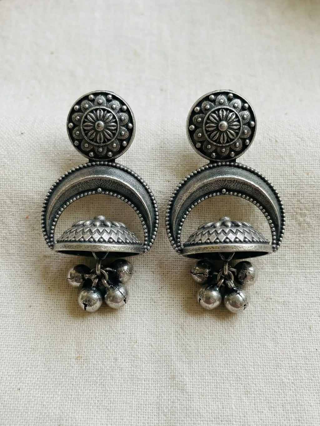 Combo - oxidized Silver Traditional Jhumka & Statement Earring Combo Set for Women | Tribal Boho Drop & Stud Earrings Collection (Set of 3)