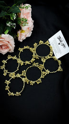 COMBO OF 6 Kashmiri Gold-Plated Traditional Ghungroo Bangles for Women – Ethnic Brass Kada Jewelry with Hanging Beads