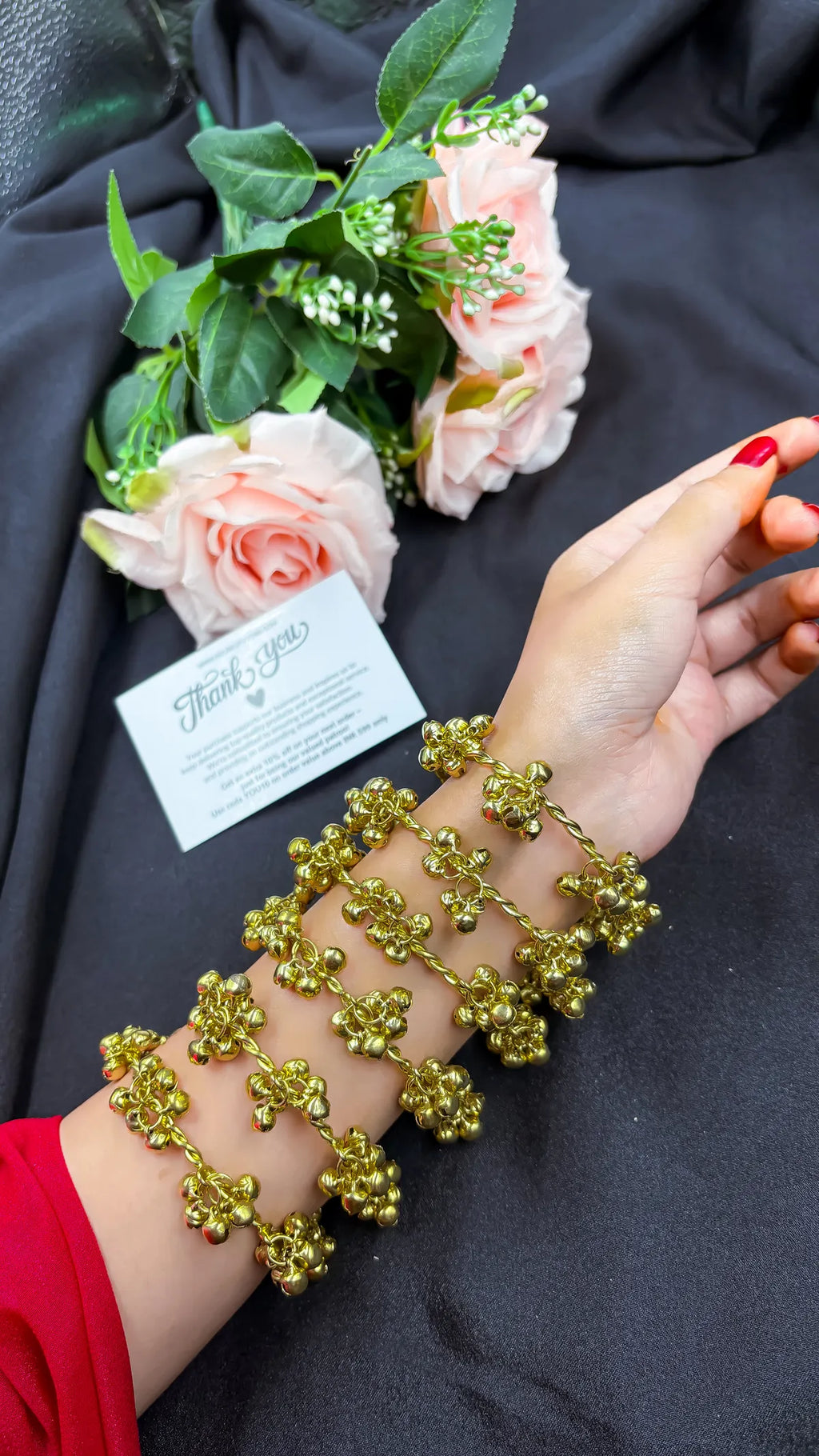 COMBO OF 6 Kashmiri Gold-Plated Traditional Ghungroo Bangles for Women – Ethnic Brass Kada Jewelry with Hanging Beads