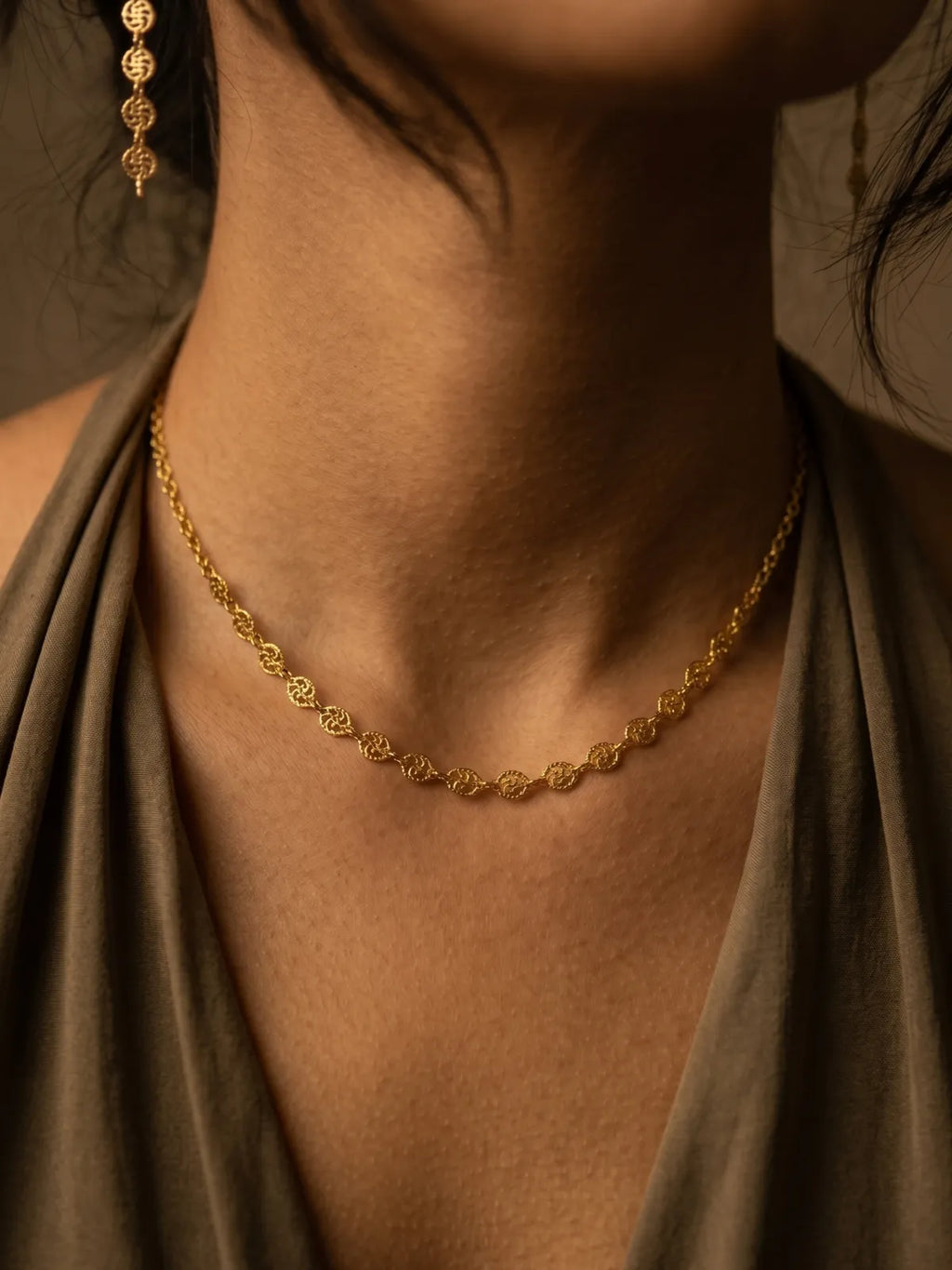 Delicate Gold Chain Necklace & Drop Earrings Set | Minimalist Lightweight Jewelry Set for Women | Elegant Everyday & Party Wear