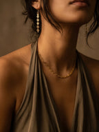 Delicate Gold Chain Necklace & Drop Earrings Set | Minimalist Lightweight Jewelry Set for Women | Elegant Everyday & Party Wear