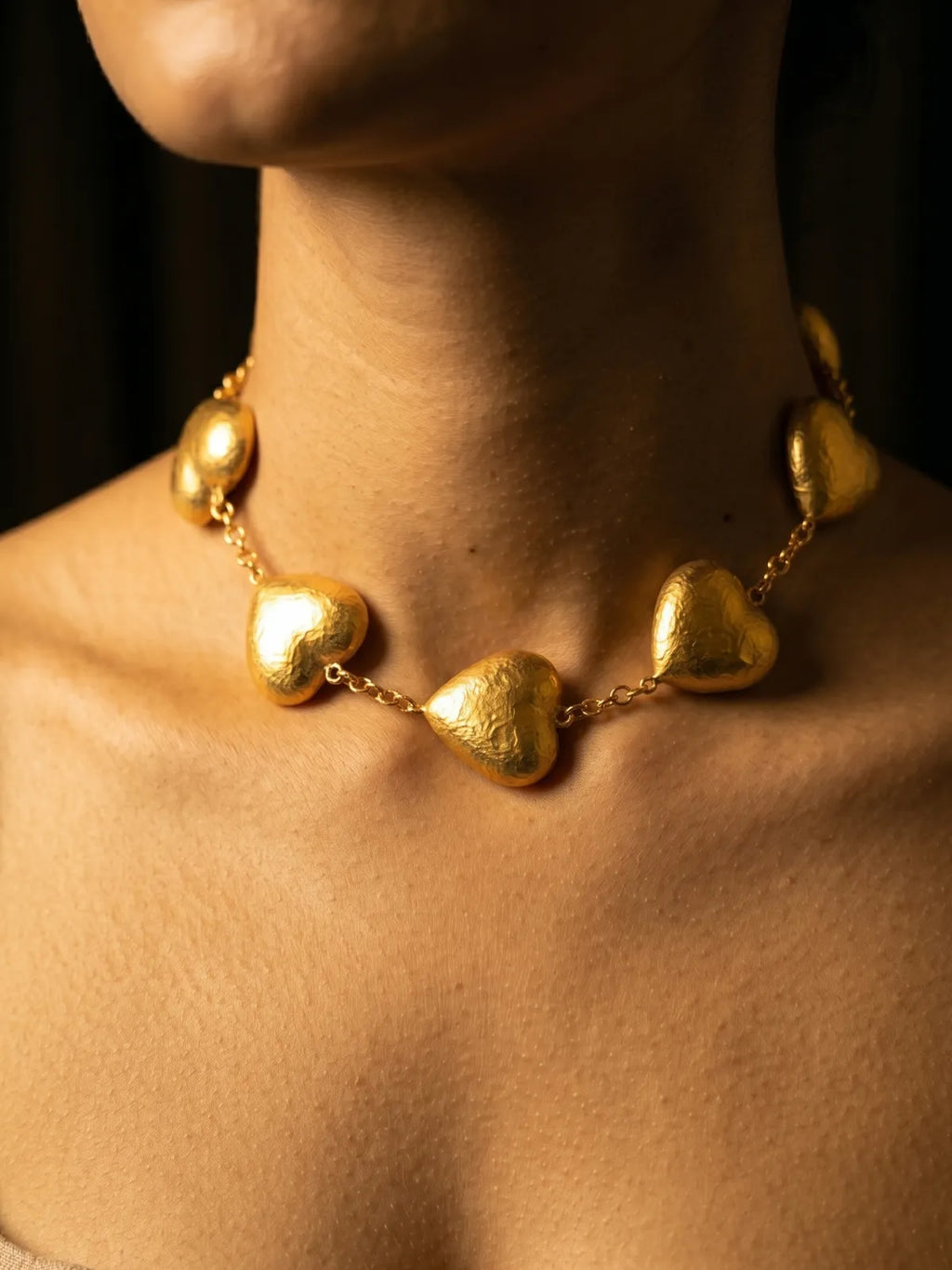 Dilruba Collection Gold Heart Choker Necklace for Women | Statement Love-Inspired Choker | Festive & Contemporary Jewellery