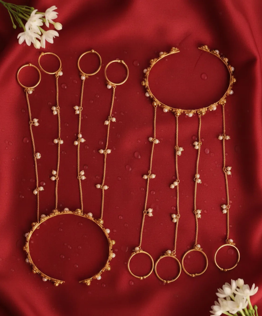 Elegant Pearl Chain Hathphool for Women – Adjustable Hand Harness Jewelry