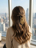 Gold Heart Hair Pin with Dangling Chains | Statement Bridal & Festive Hair Accessory for Women