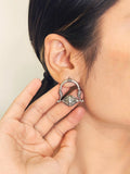 Abha German Silver Oxidised Earring