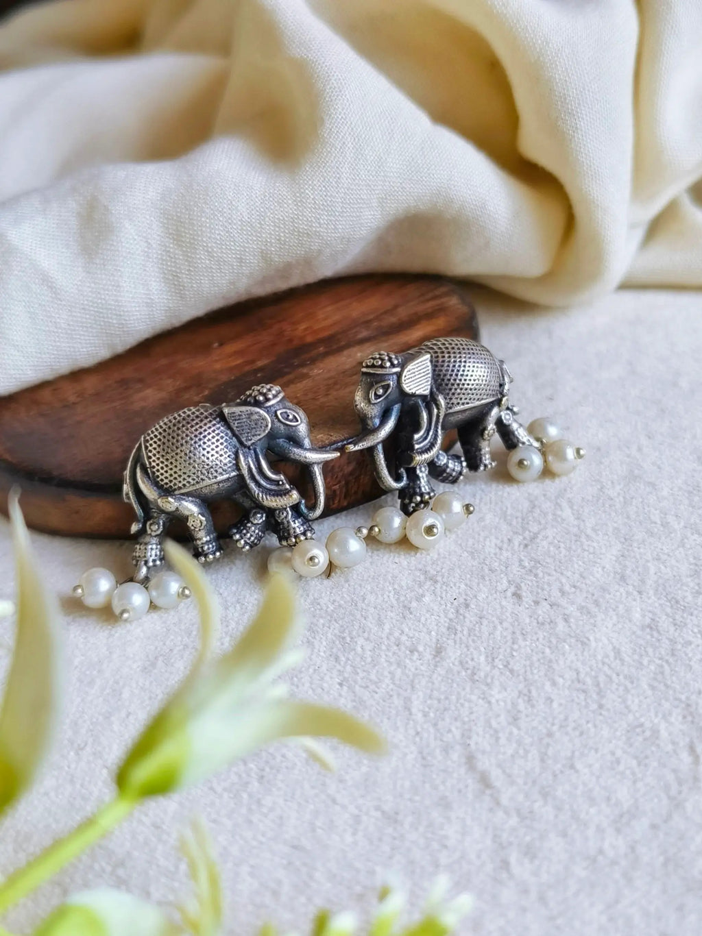 Gaj German Silver Oxidised  Earring