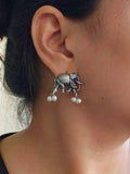 Gaj German Silver Oxidised  Earring
