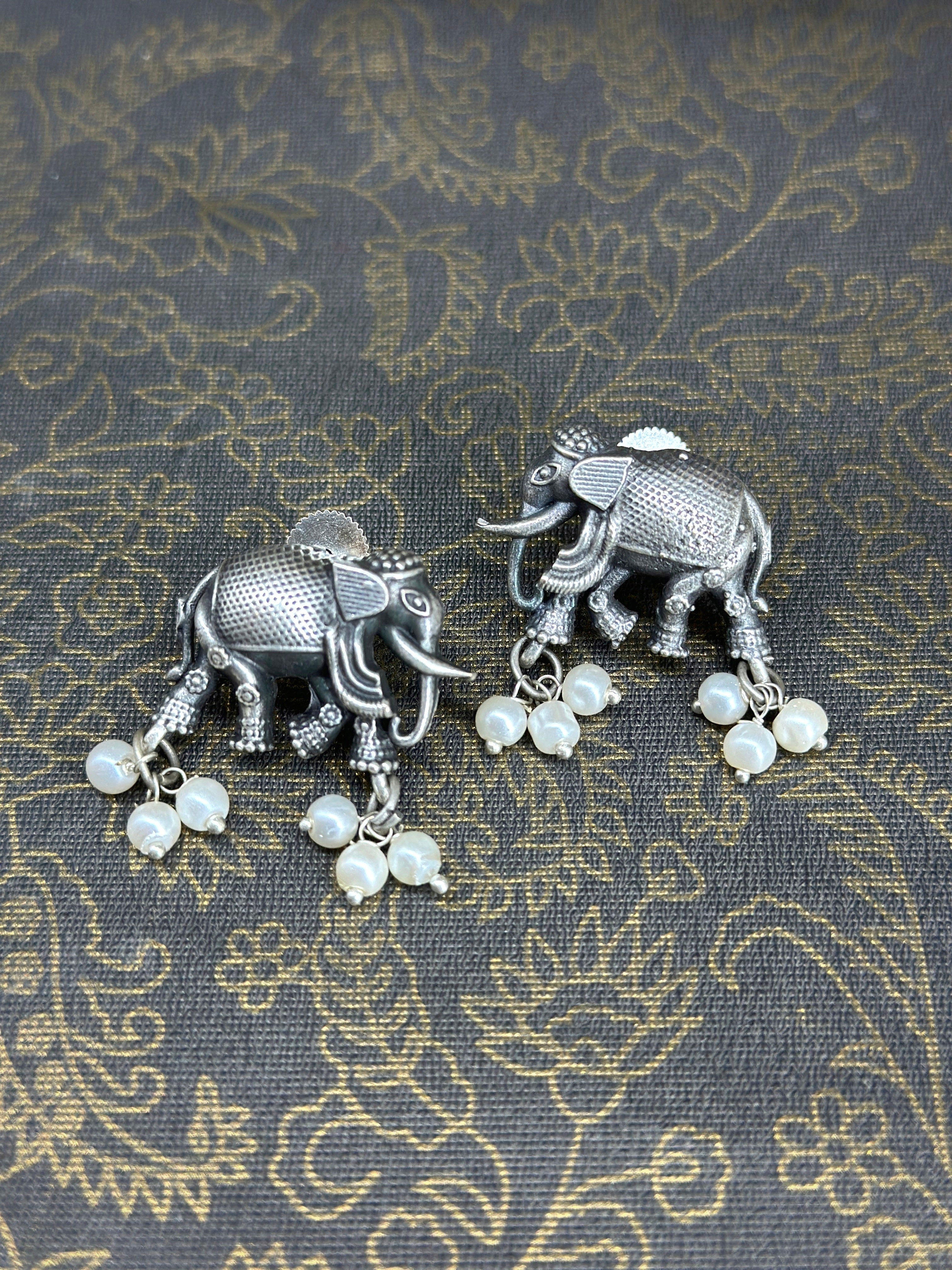 Gaj German Silver Oxidised  Earring