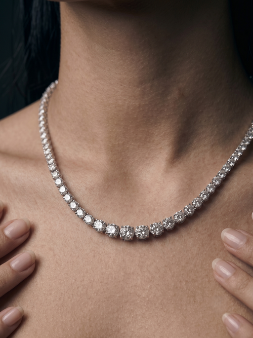 Classic CZ Tennis Necklace & Earrings Set