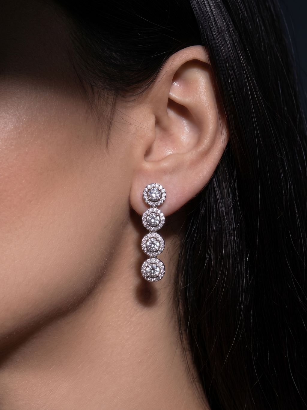 Luxury CZ Halo Drop Earrings for Women | Premium Diamond-Look Statement Earrings for Wedding, Party & Festive Wear