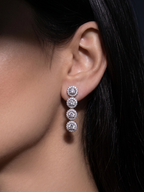 Luxury CZ Halo Drop Earrings for Women | Premium Diamond-Look Statement Earrings for Wedding, Party & Festive Wear