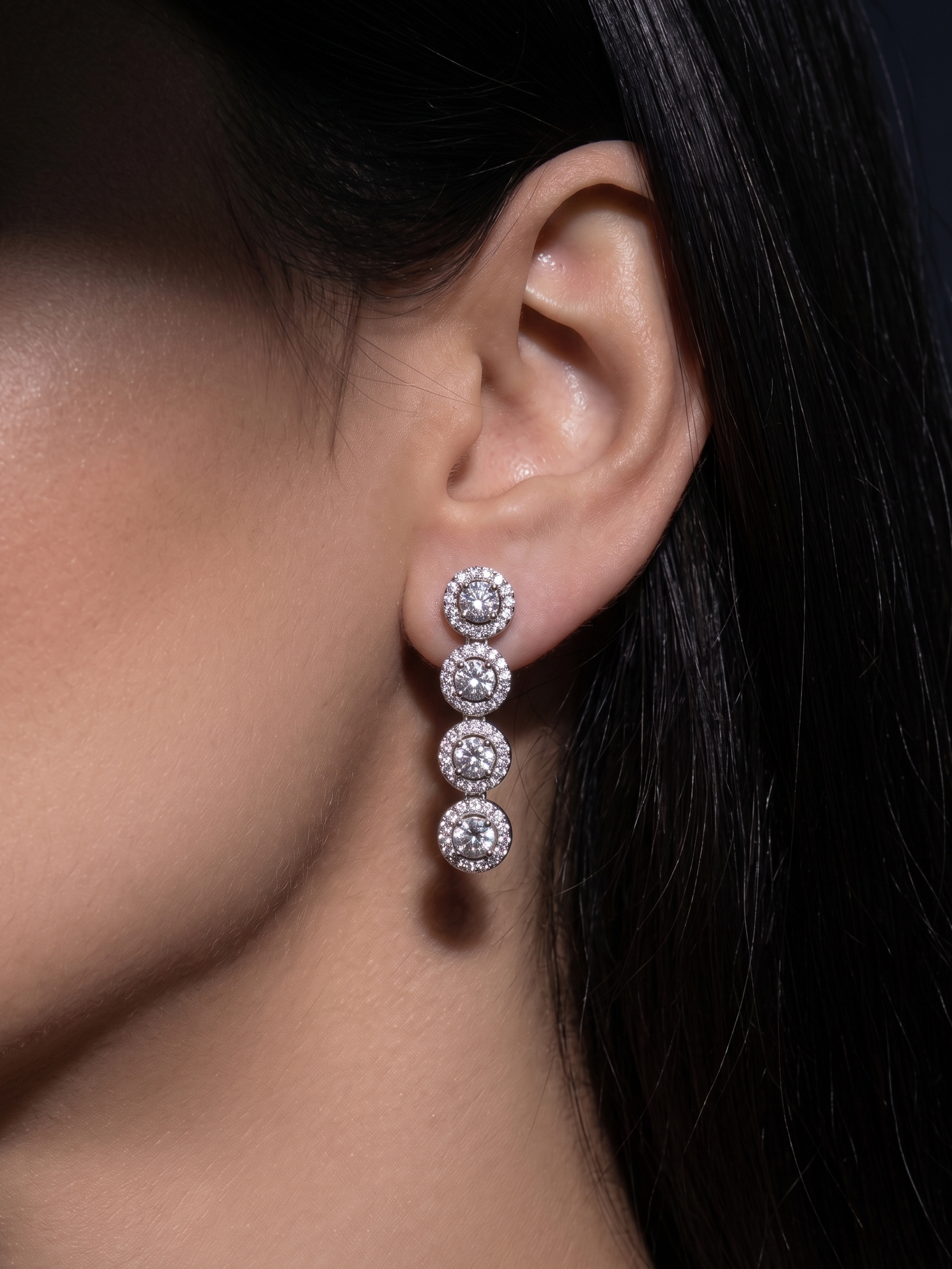 Luxury CZ Halo Drop Earrings for Women | Premium Diamond-Look Statement Earrings for Wedding, Party & Festive Wear