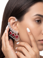 Emerald Green CZ Statement Ear Cuff for Women | Luxury Floral Crystal Ear Climber Earring
