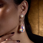 Pearl Aura Iridescent CZ Drop Earrings