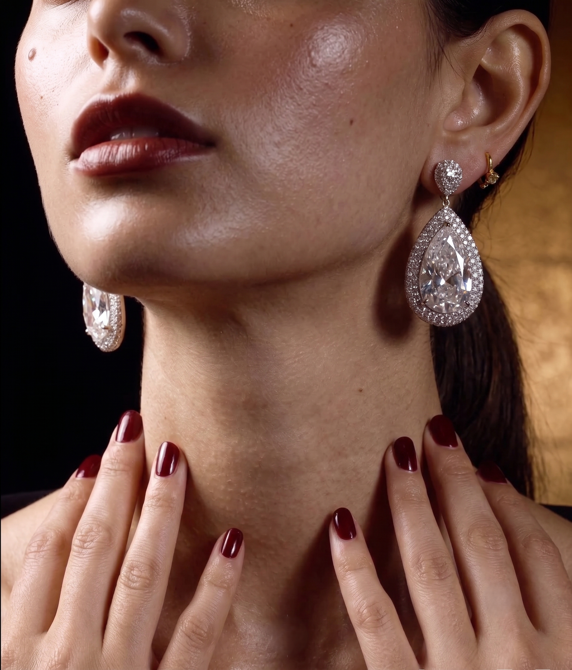 Celeste Pear Cut CZ Drop Earrings – Luxury Statement Cubic Zirconia Earrings for Women