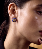 Royal Blue CZ Stud Earrings | Square Cubic Zirconia Earrings for Women