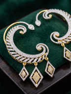 Luxury CZ Ear Cuff Earrings for Women | Diamond Look Ear Climber Cuff | Premium Party Wear Statement Earring