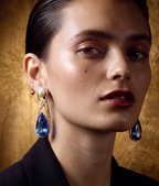 Pearl & Sapphire Blue CZ Drop Earrings for Women