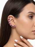 Ruby Red CZ Ear Cuff Earrings for Women | Luxury Silver Stone Ear Climber | Statement Party & Wedding Jewellery