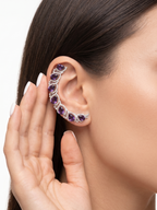 Ruby Red CZ Ear Cuff Earrings for Women | Luxury Silver Stone Ear Climber | Statement Party & Wedding Jewellery